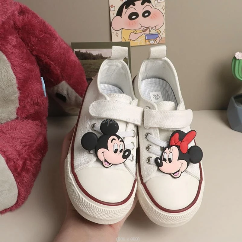 Kawaii Kids Canvas Shoes Disney Cartoon Mickey Minnie Sport Shoes Children Fashion Print Sneakers Shoes Boys Girls Tennis Shoes