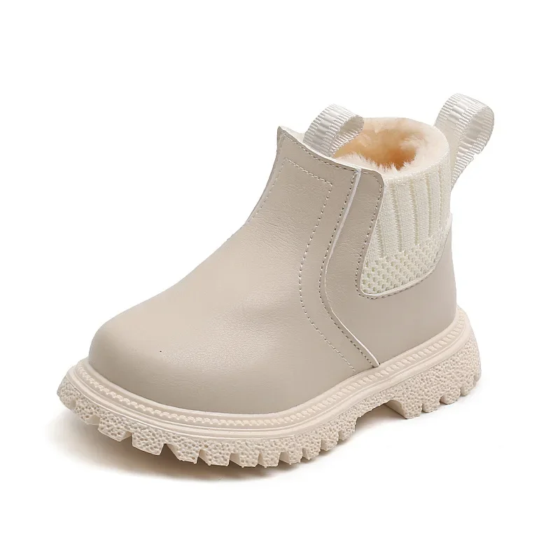 Children\'s Boots for Boys Girls Fashion Children Ankle Snow Boots Chelsea Boots Sole Autumn Warm Winter Side Zipper Kids Shoes