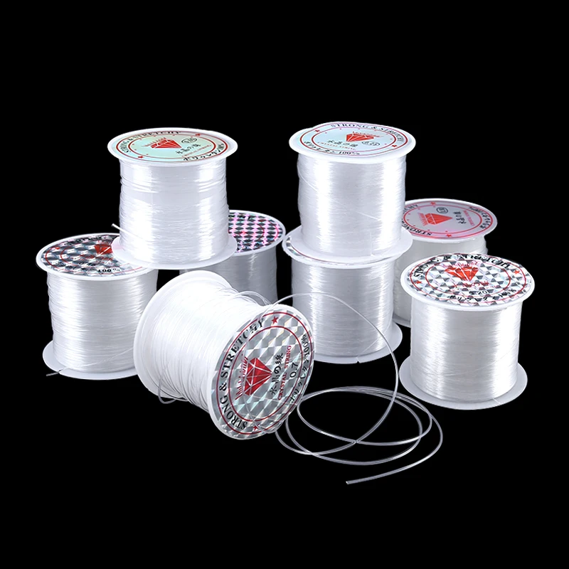 Hilo de pesca de plástico cristalino de 100 m para manualidades, sin cordón elástico, para la fabricación de joyas, alambre, hilo para joyería.