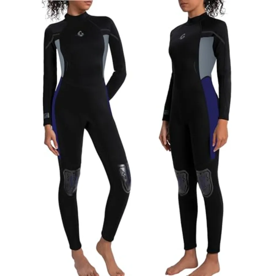 

Wetsuit for Women: 3mm Fullbody Back Zip Wet Suit for Cold Water Swimming, Neoprene, Black, Thermal Insulation Flexibility