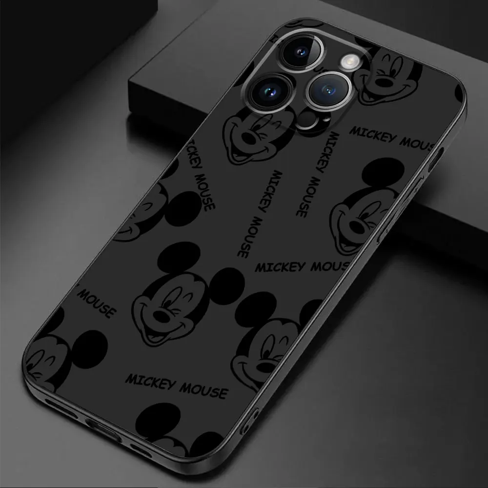 Disney Mickey Mouse Capa Case for Apple iPhone 14 SE 11 13 Pro 15 Pro Max 8 Plus XR 12 Mini XS X 15 Pro Cover Black Soft Coque