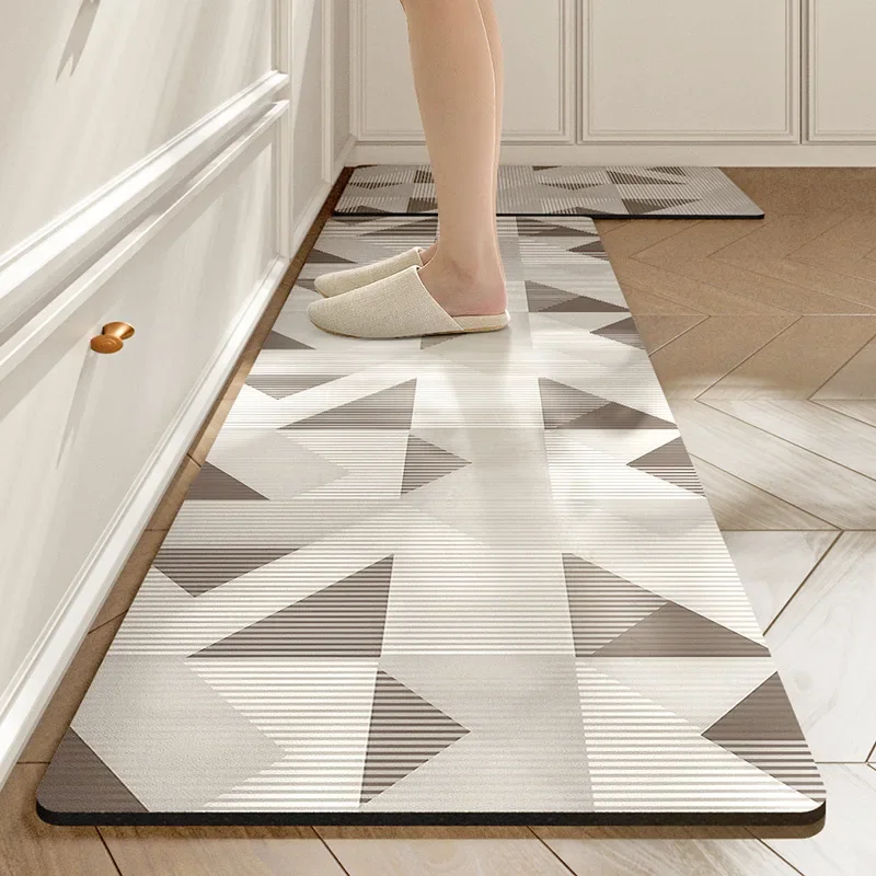 Nordic Geometric Printed Kitchen Floor Mat Household Water Absorbing Wear-Resistant Carpet Easy To Maintain Wash Free Foot Pads