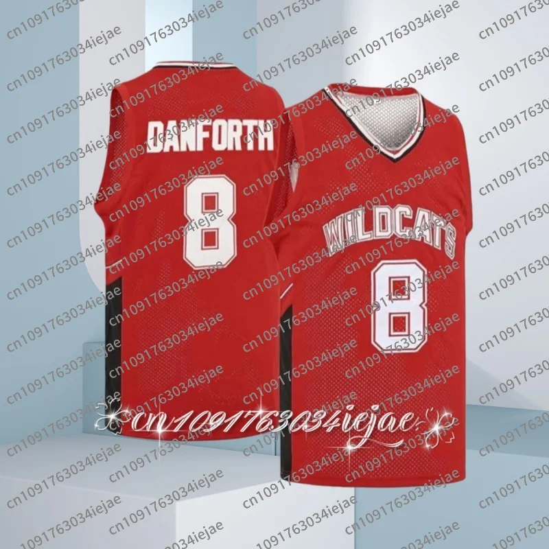 2026 المدرسة الثانوية الشرقية # 8 قميص تشاد دانفورث لكرة السلة للرجال سريع الجفاف، قمصان خياطة قابلة للتنفس باللون الأحمر