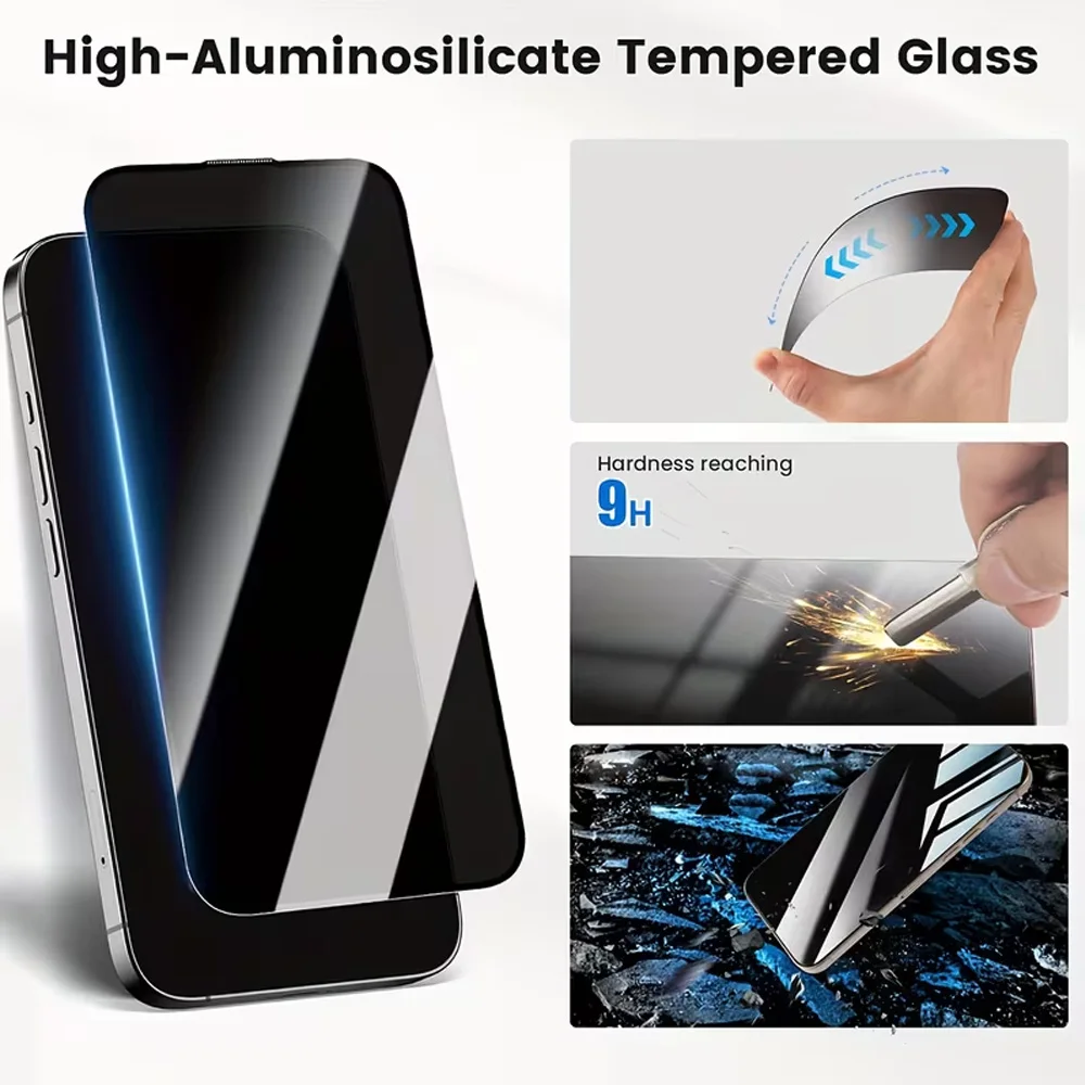 3Pcs 360 degree 4-way Screen Protectors For iPhone 18 Pro Max Ultra 17 16 Pro Max 15 14 Plus 13 12 Pro Full Cover Tempered Glass