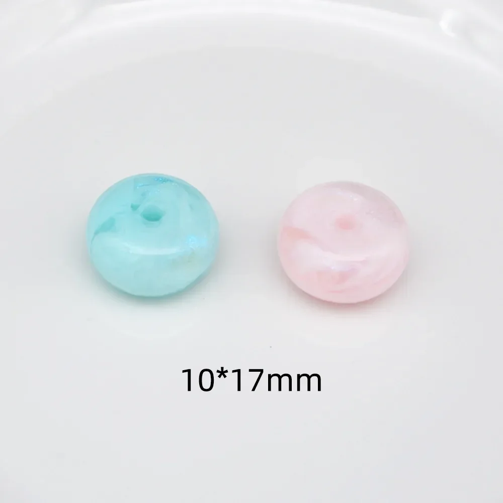 10 Pieces  10 * 17mm  Oblate Circle  Pearlescence  Jelly Colored Acrylic Beads  DIY Manufacturing Jewelry Accessories Materials
