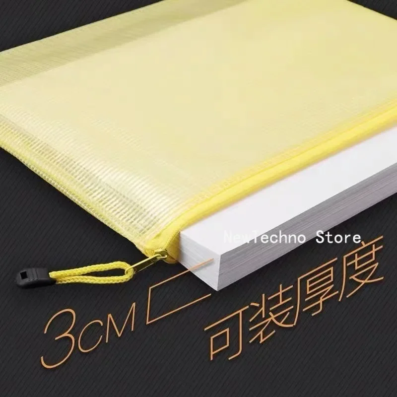 1PC Mesh Zipper Pouch Document Bag Waterproof Zip File Folders A5 School Office Supplies Pencil Case Storage Bags