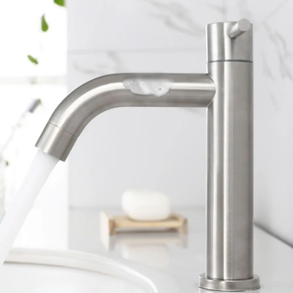 

Sink Tap Bathroom Basin Faucet Single Handle Brushed Stainless Steel Water Tap Deck Mounted Anti-Leakage Bathroom Faucet Toilet