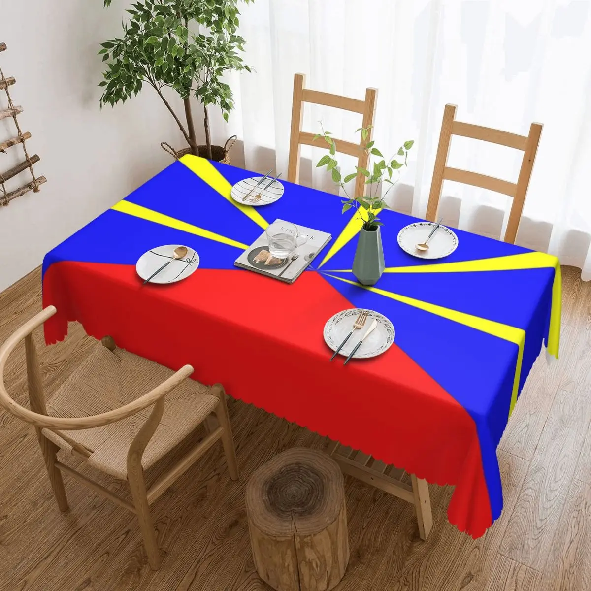 Rectangular Oilproof 974 Reunion Island Flag Table Cover Reunionese Proud Table Cloth Tablecloth for Dining