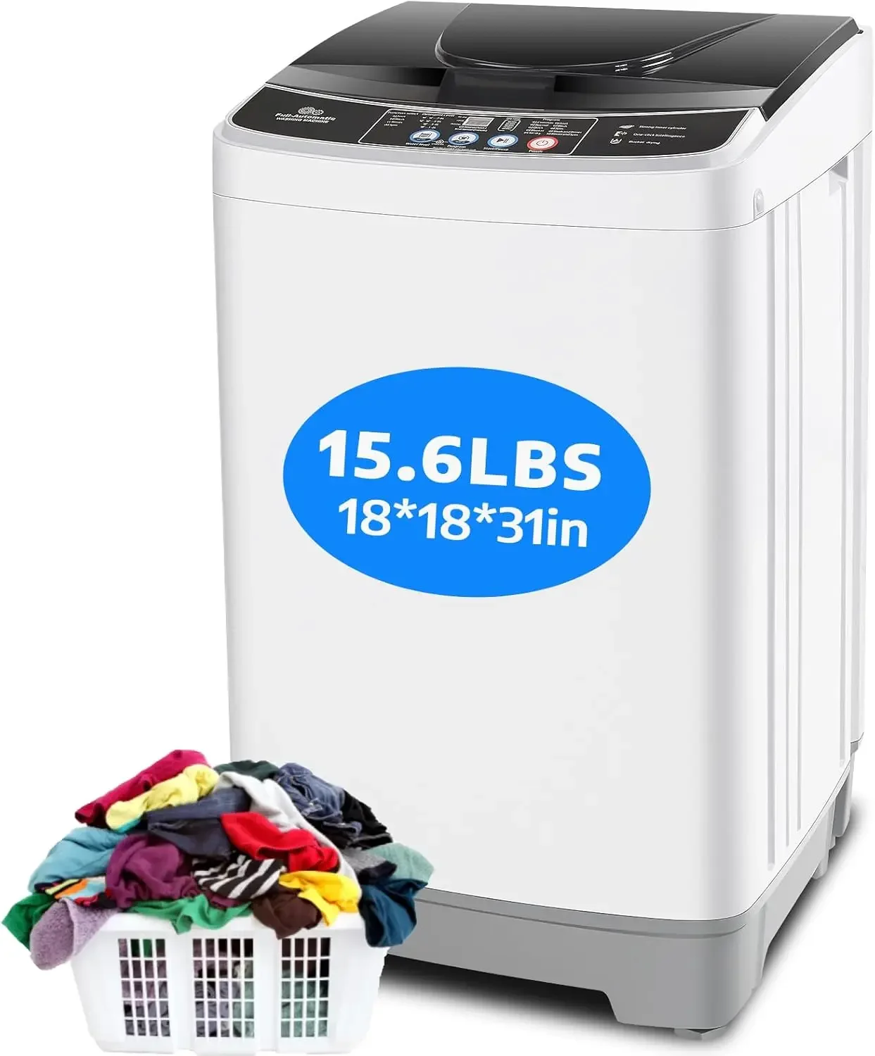 Portable Washing Machine 15.6Lbs Full Automatic Portable Washer, 2.1 Cu.ft Compact Laundry Washer with 10 Programs & 8 Water Lev