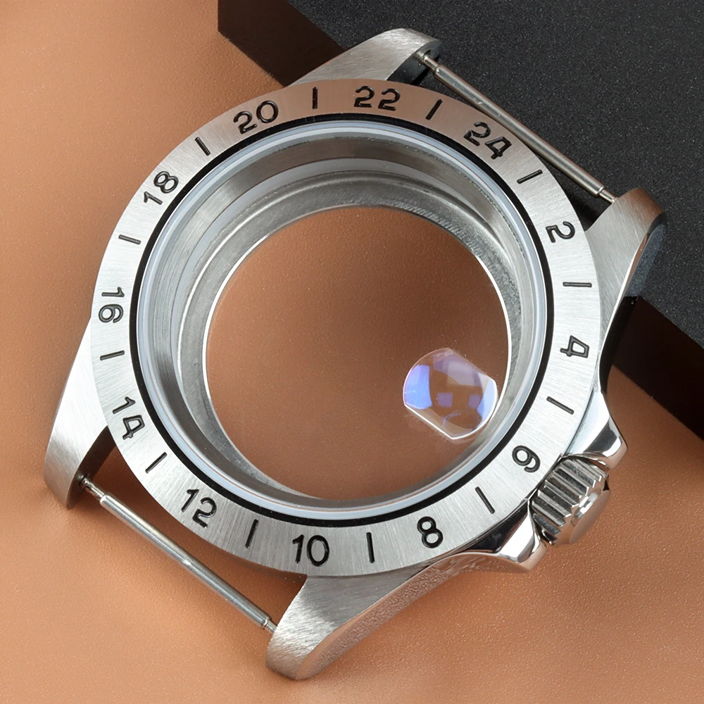 

39mm NH35 24 Hour GMT Steel Bezel Case Sapphire Glass Fit NH34 NH35 NH36 Movement 28.5MM Dial 316L Stainless Steel Explore Case