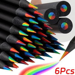 6-1Pcs Rainbow Pencil Pastel 7Colored Pencils for Adults Multicolored Pencils Art Drawing Coloring Sketching Stationery Supplies