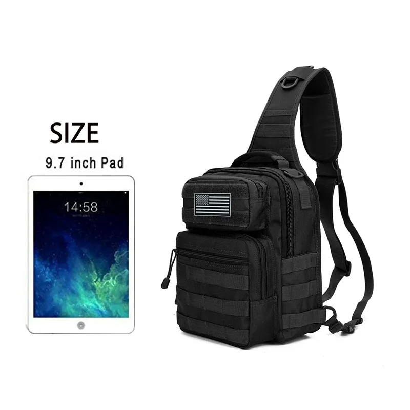 Tactical Outdoor Messenger Bag Mens Solid Color Wear-resistant Hiking Travel Backpack Male Multifunctional Tactical Chest Bag