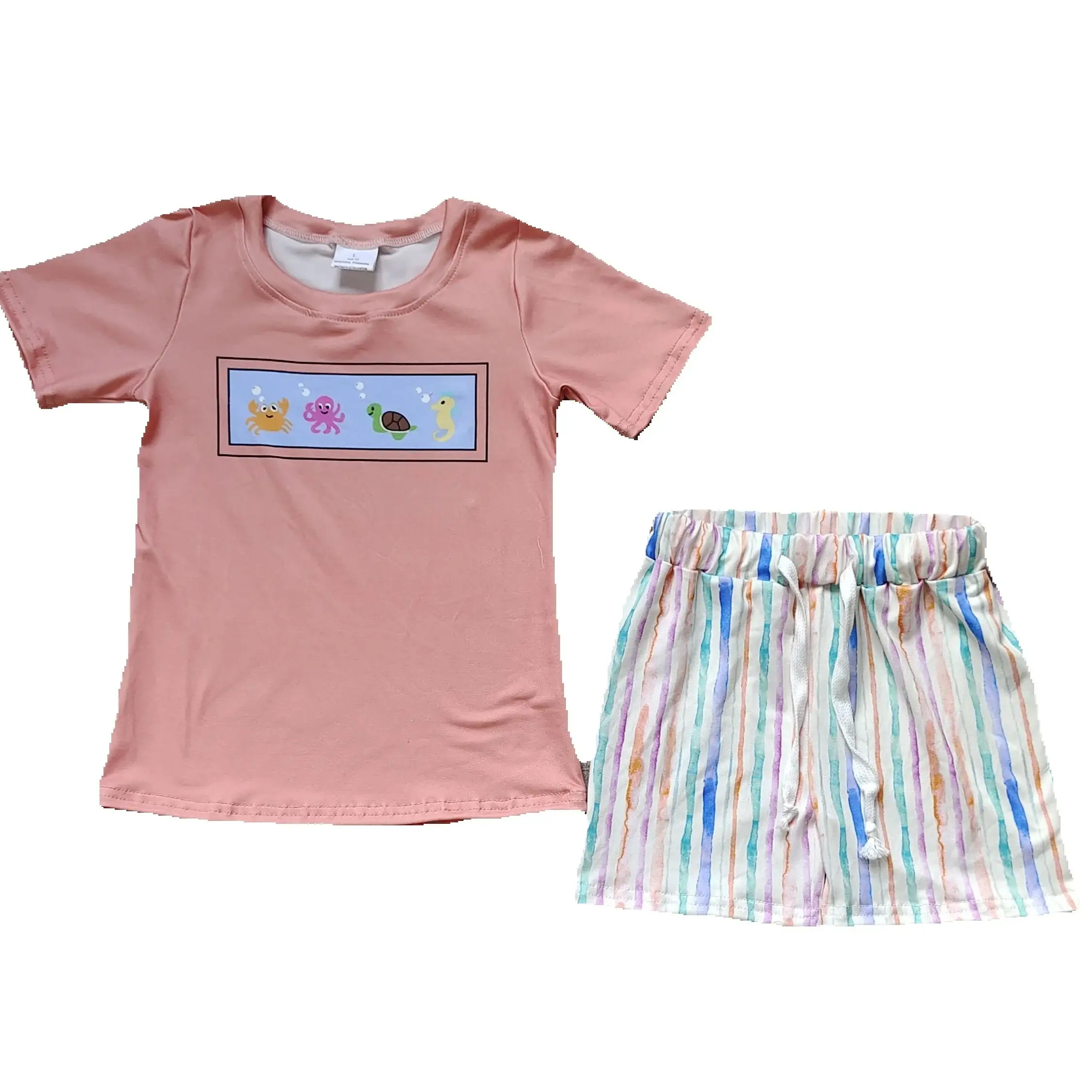 

BSSO1278 pre-order baby boy clothes sea animals toddler boy summer outfit-real pic