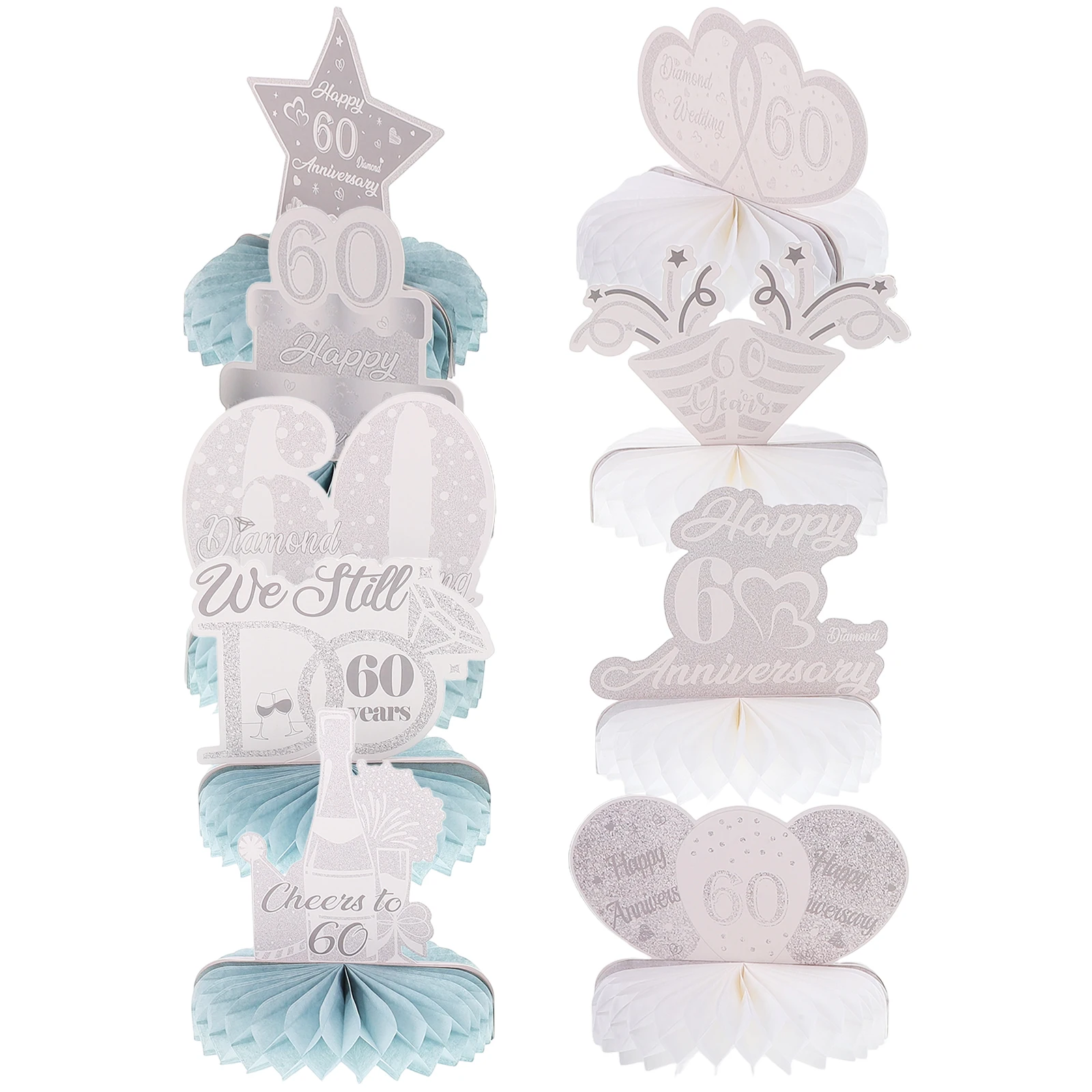 

Anniversary naments 60 Years Honeycomb Centerpieces Diamond Wedding Table Decor Silver Anniversary Party Decorations