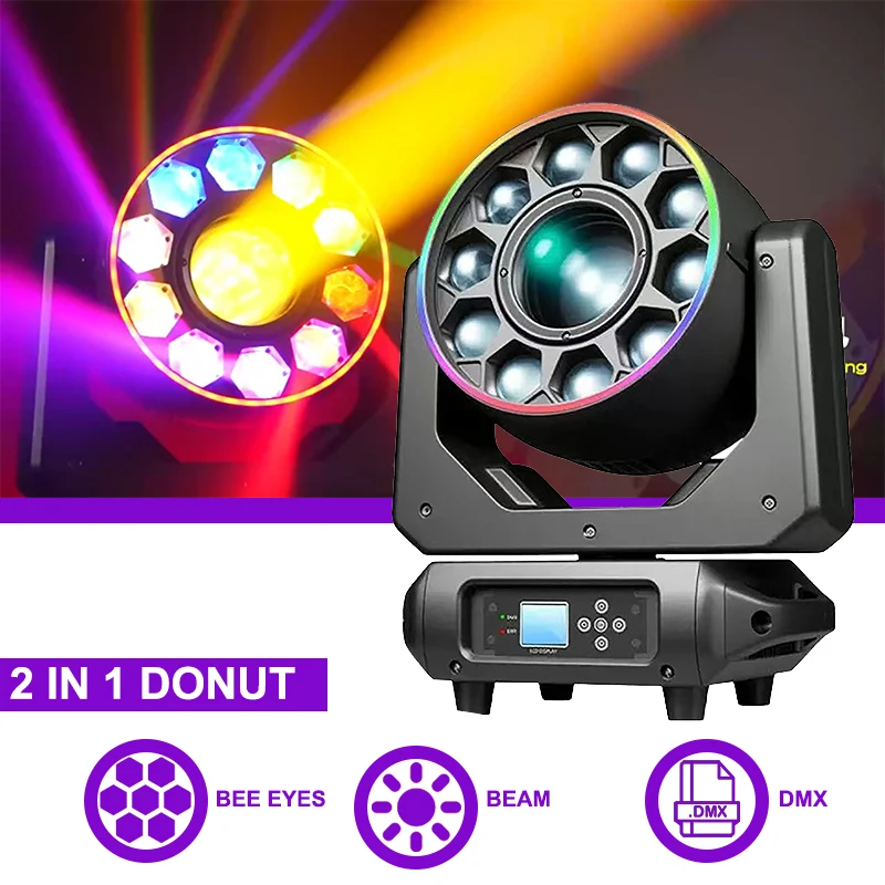 

Sunart Bee Eyes Beam 2 in 1 Moving Head With 7 Gobos LED Stage Lighting For DJ Disco Night Clubs Bars RGBW 4 in1 LED DMX Fixture