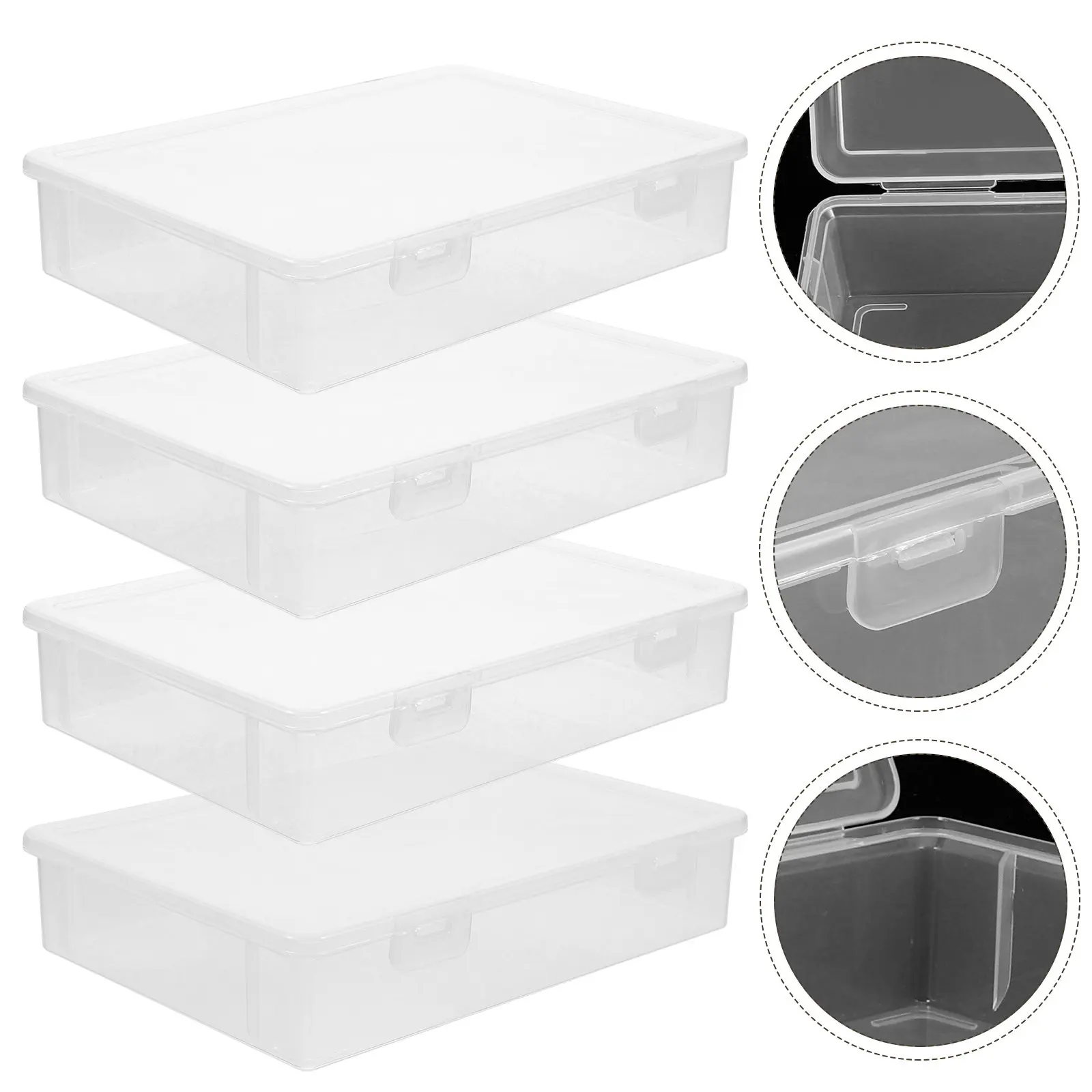 

4Pcs Small Plastic Box Multi-Purpose Clear Organizer for Beads Jewelry Storage Ring Earring Studs Craft Components Transparent