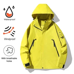 Men's Autumn Waterproof Hiking Climbing Jacket Unisex Windbreaker Outdoor Casual Camping Fishing Coat Detachable Hat Jacket Man