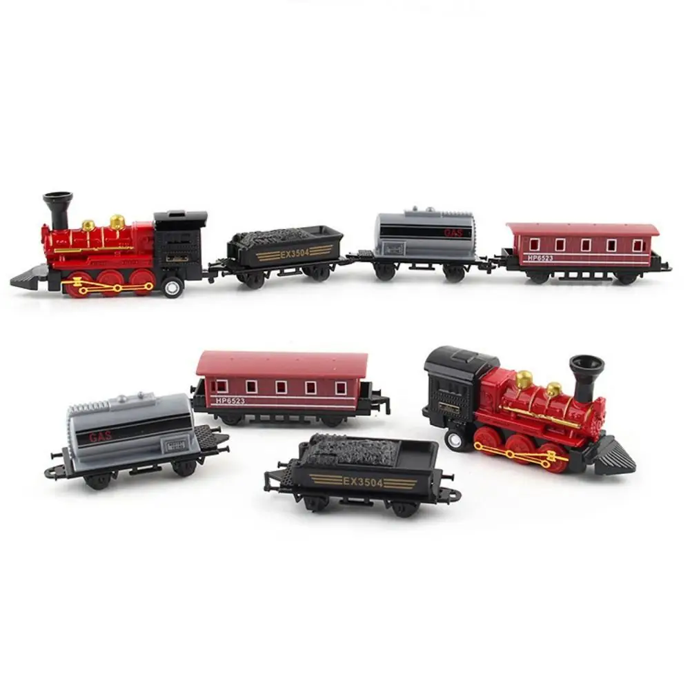 Diecast 1:60 Retro Steam Train Model Pull-back Miniature Pull Back Model Train Inertia Alloy Headstock Simulation Train Toy