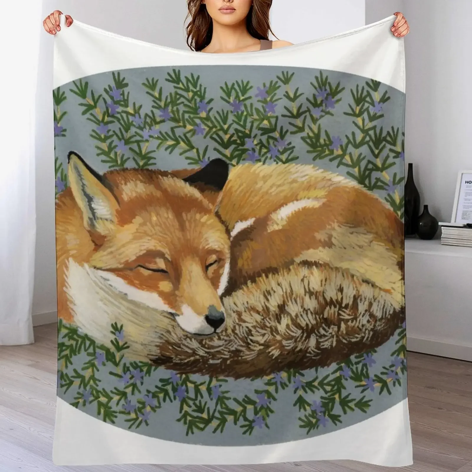 Rosemary Fox Throw Blanket Soft Breathable Blanket for Night Sleeping
