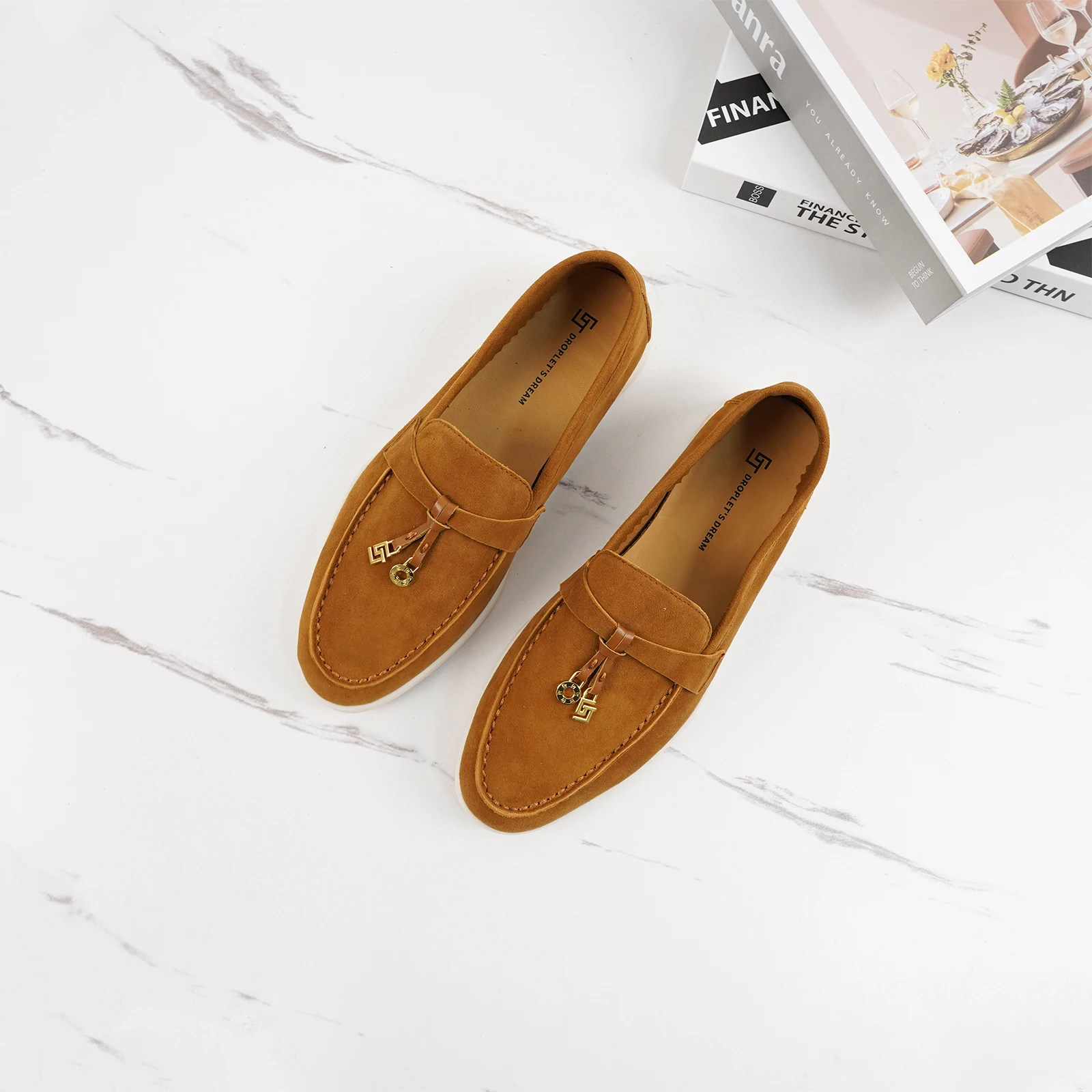 

Spring fashion women's casual shoes, thick soled loafers, genuine leather round toe shallow mouth retro women's shoes