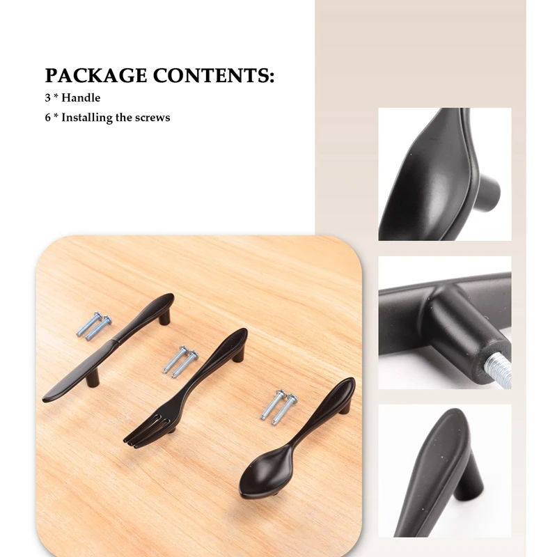 A01V-Door Handle 3-Handle Kitchen Handle - Black