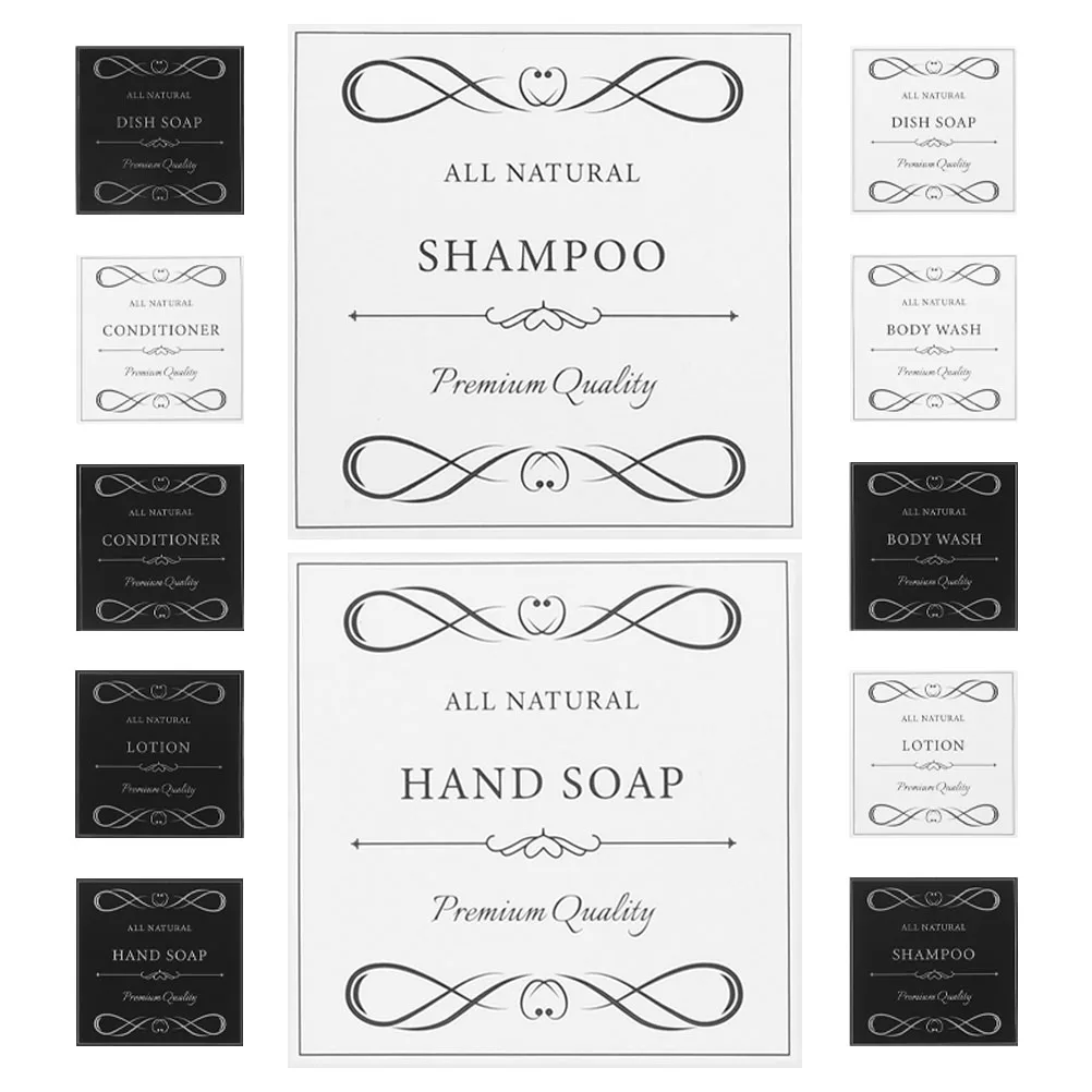 

2 set Waterproof Soap Labels Sticker Set Vinyl Adhesive Bottle Decals for Hand Shampoo Dispensers for Bottles