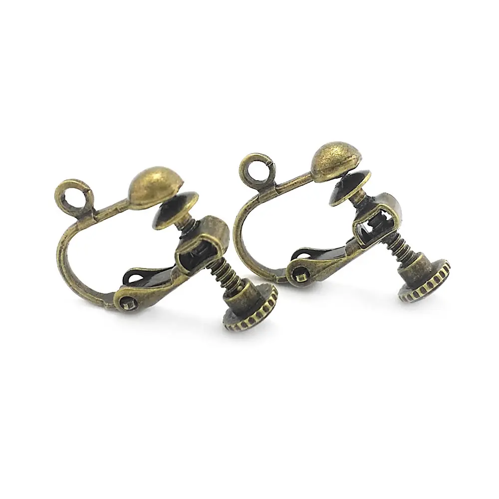18K Gold Color Brass Flat Cap Screws Earrings Clips High Quality Diy Jewelry Making Supplies Earrings Accessories for Women