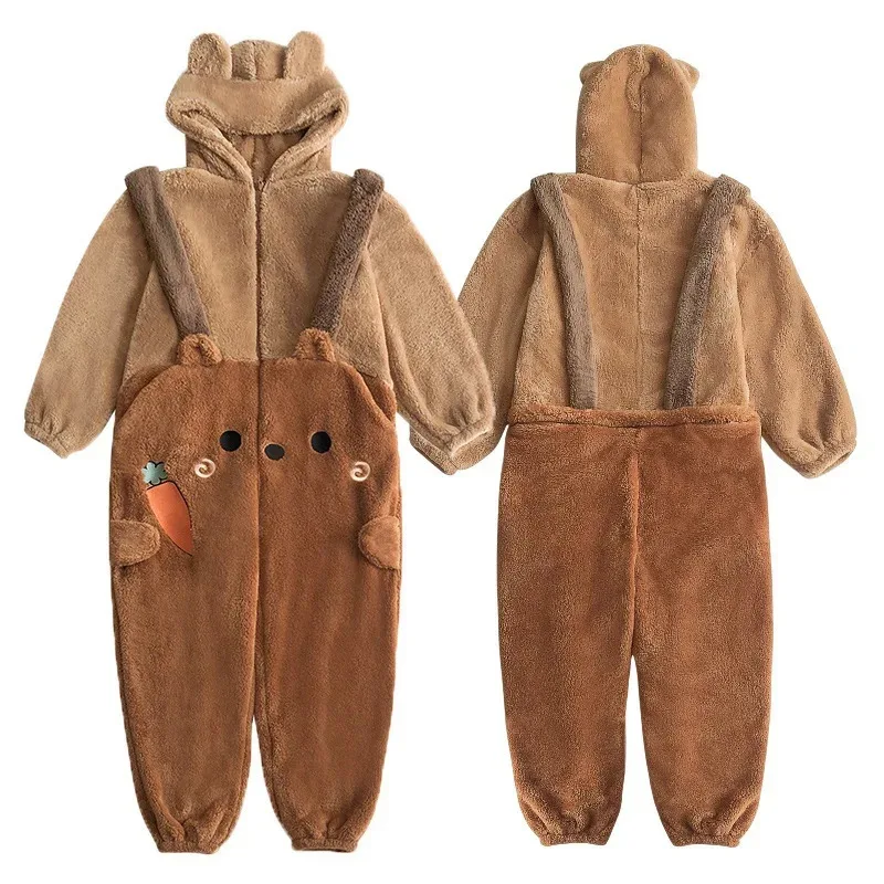 

2025 11 Women Flannel Cartoon Kigurumi Bear Pajamas Hooded Onesie Winter Adults Animal Halloween Christmas Cosplay Sleepwear Jum