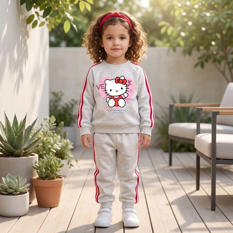Herbst-Winter-Mädchen-Freizeit-Sweatshirt+Jogginghose 2-teiliges Set Kinder O-Ausschnitt Hoodie+Lange Hose 2-teiliger Anzug Kinder-Trainingsanzug – Detail 5