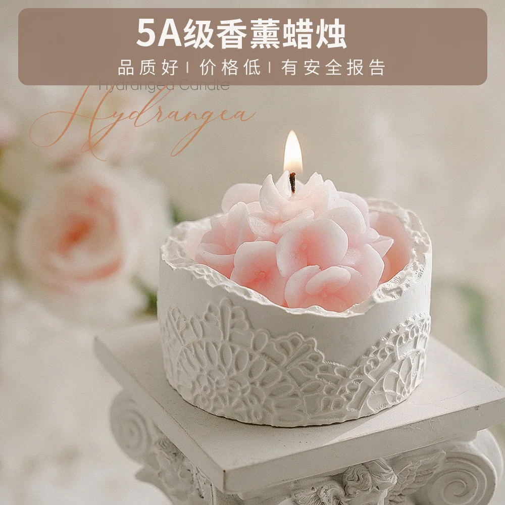 Simulated Hydrangea Scented Candle, Handcrafted Cup Wax, Souvenir Gift, Indoor Light-scented Decorative Cup Wax