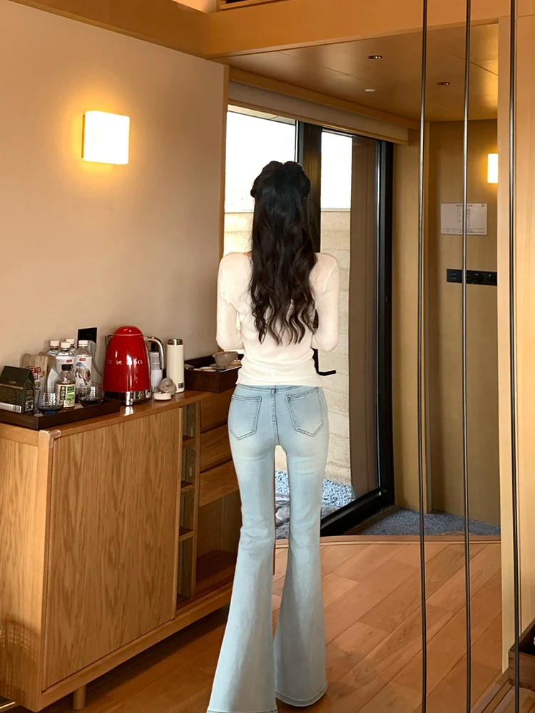 

Джинсы Linyner с высокой талией, расклешенные, женские, весенние, утягивающие, эластичные, с эффектом подтяжки ягодиц, повседневные, из хлопка, стрейч