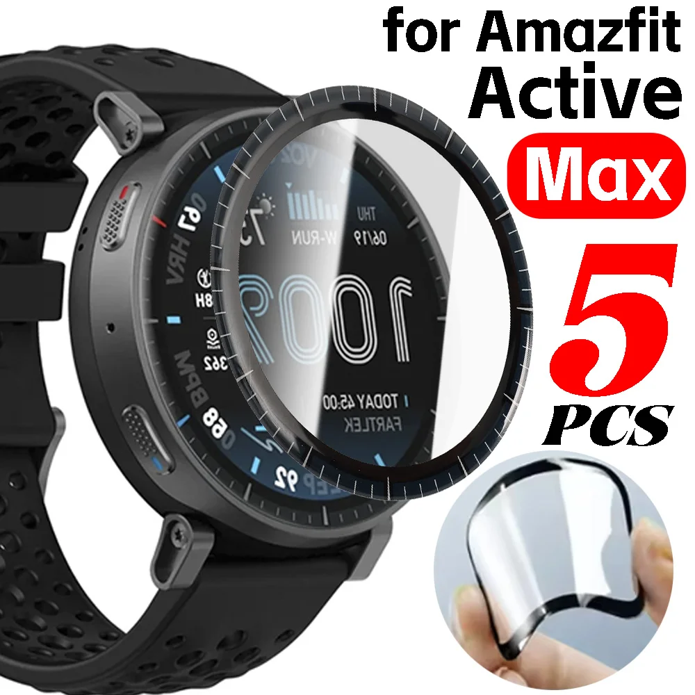 

1/3/5PCS Curved Edge Cover Protective Film for Amazfit Active Max Anti-scratch for Amazfit Active Max Screen Protector PMMA Film