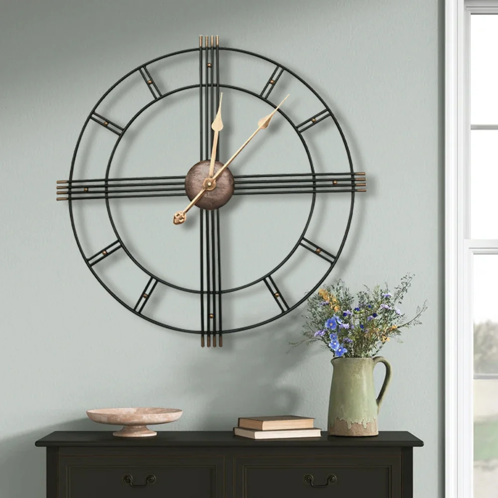 60CM Industrial Retro Roman Metal Wall Clock