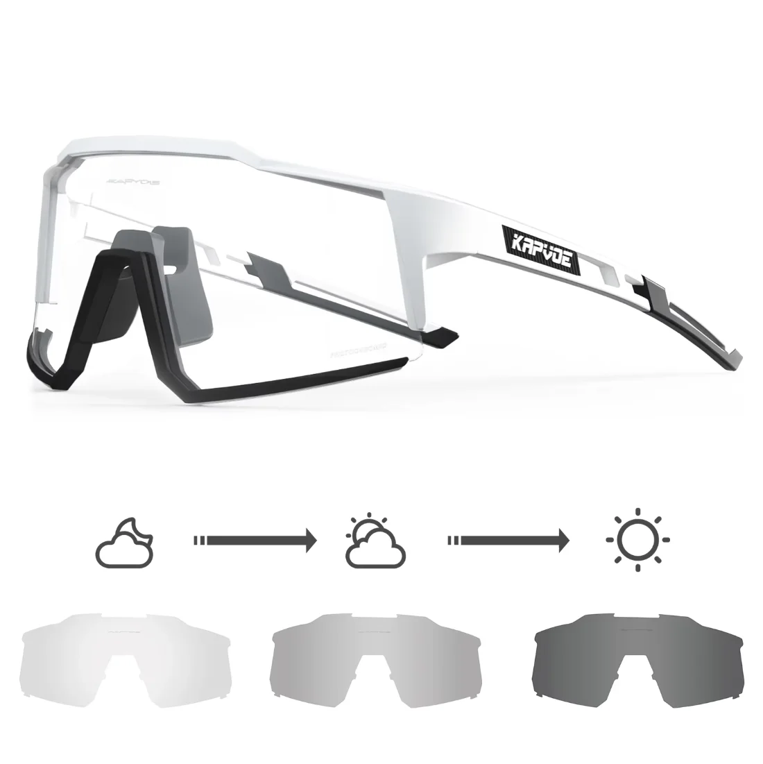 Kapvoe Photochromic Cycling Glasses UV400 Bike Sunglasses MTB Road Bicycle Eyewear Outdoor Sports Men Women Transition Lens