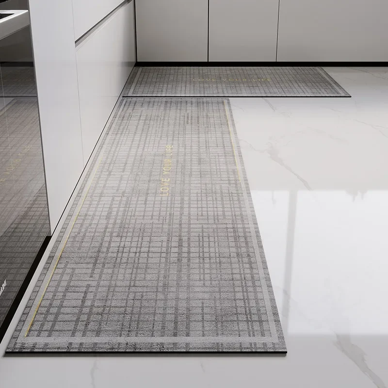 

Rug for Kitchen Floor Mat Runner Long Carpet PVC Waterproof Leather Foot Mats Anti-slip Carpets Gray Home Decor Rugs 주방 카펫
