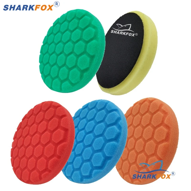 Sharkfox 5Pcs/lot 5/6inch hexagonal sponge polishing disc car paint maintenance polishing wheel car polishing buffer tool