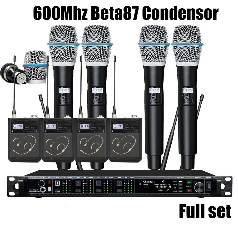 Leicozic AD4Q 4 Channel Wireless Microphone Professional Stage Microfone Condsensor KSM11 KSM9 BETA87A Capsule 500/600/900Mhz