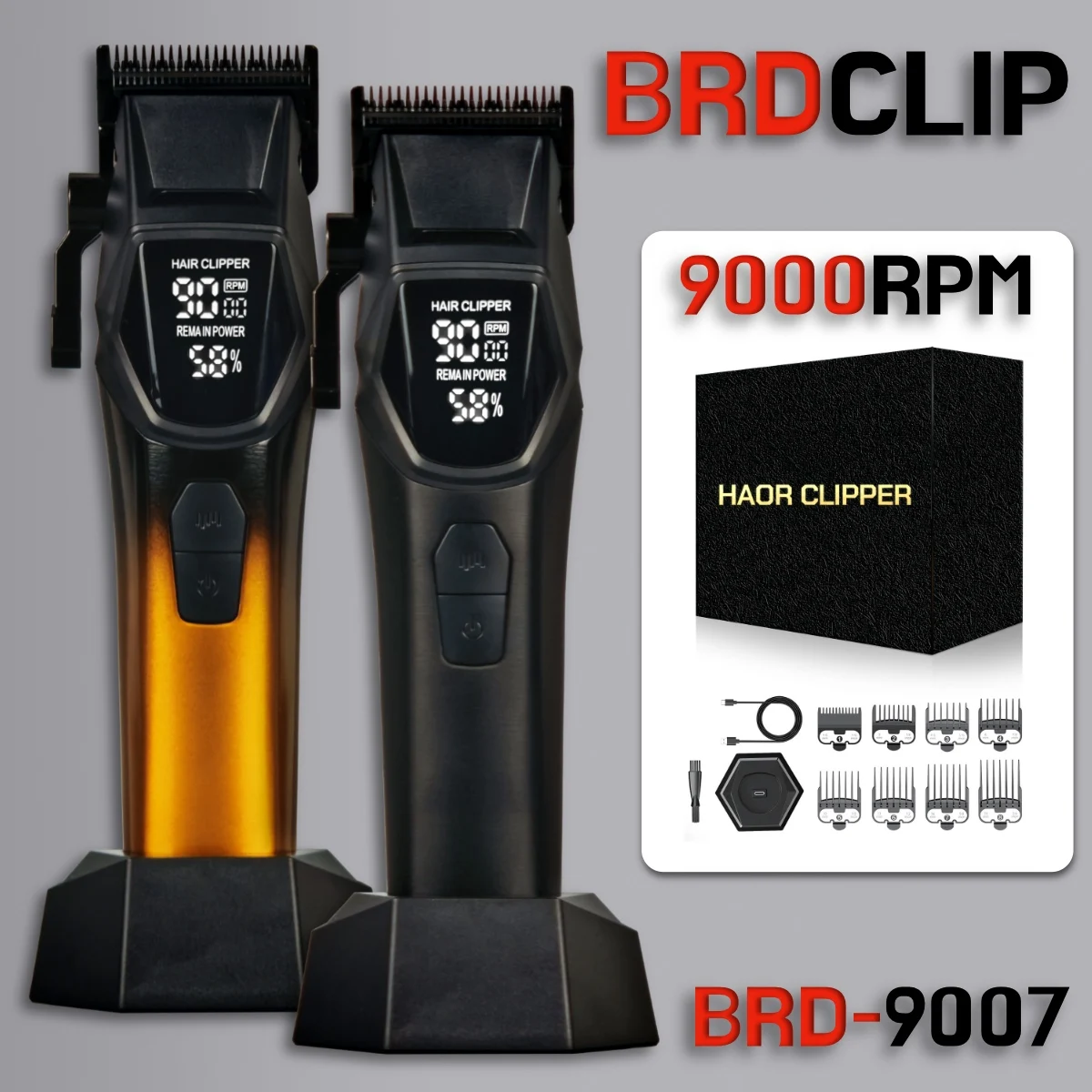 ماكينة قص الشعر الكهربائية الاحترافية BRD 9007 ماكينة تشذيب الشعر للرجال 9000 دورة في الدقيقة مع قاعدة DLC ماكينة حلاقة بشفرة تتلاشى 4500 مللي أمبير في الساعة #2