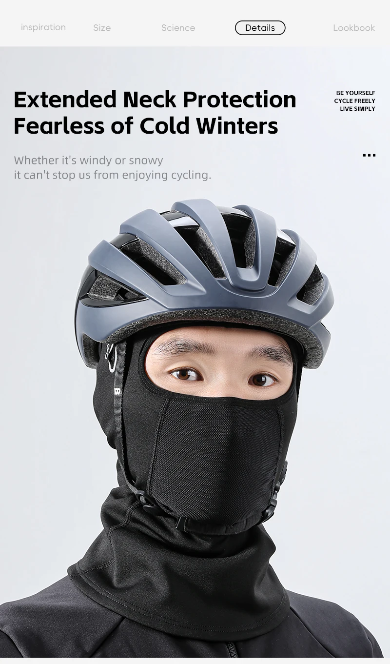 WEST BIKING Thermo-Balaclava Winddichte Gesichtsmaske mit Netzbelüftung Ski Motorrad Fleece Nackenwärmer Helmkompatibel – Detail 7