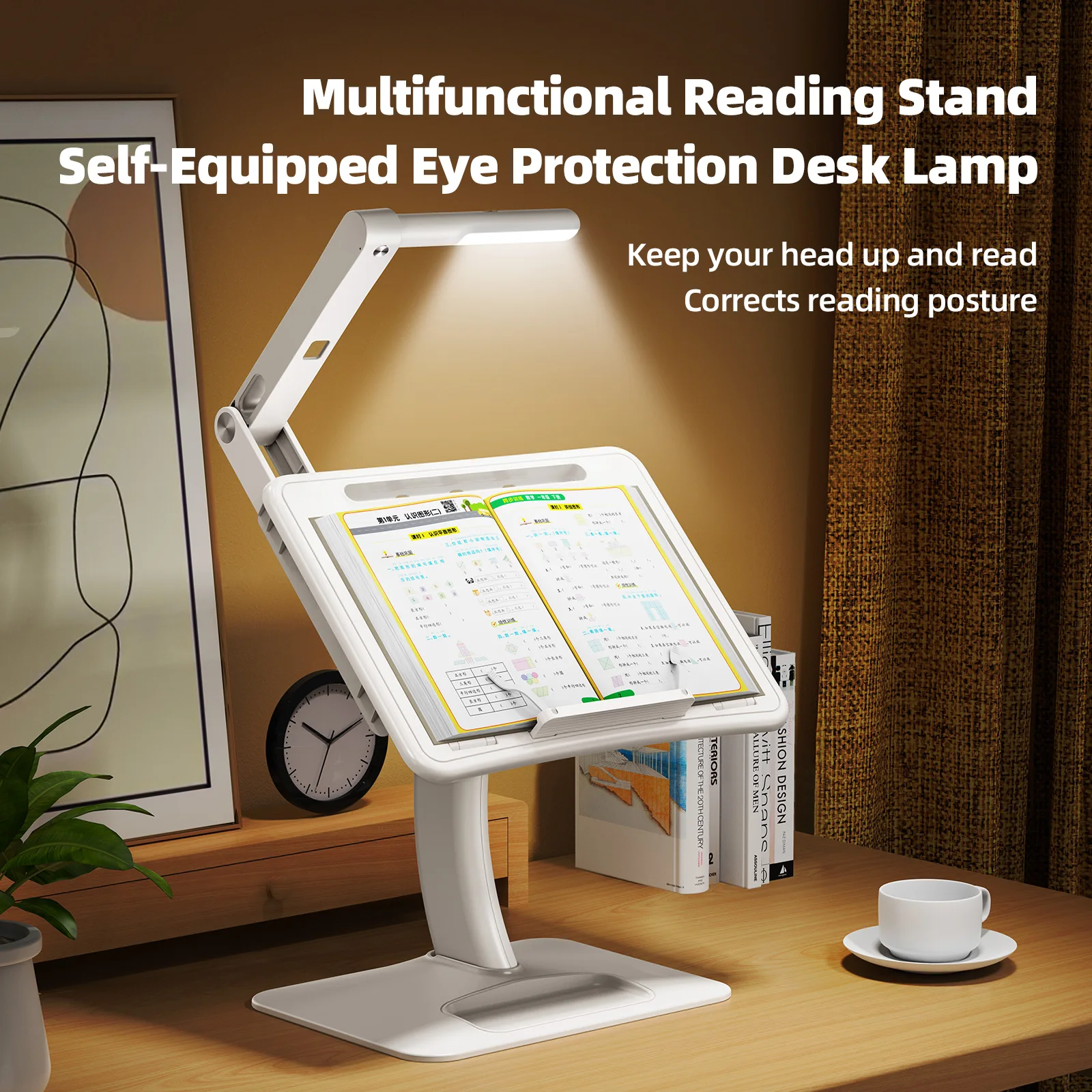 Oatsbaasf Laptop Stand Reading Desk with Lamp Desktop Bed Tablet Stand Holder Night Work Study Desk Angle Adustable Foldable