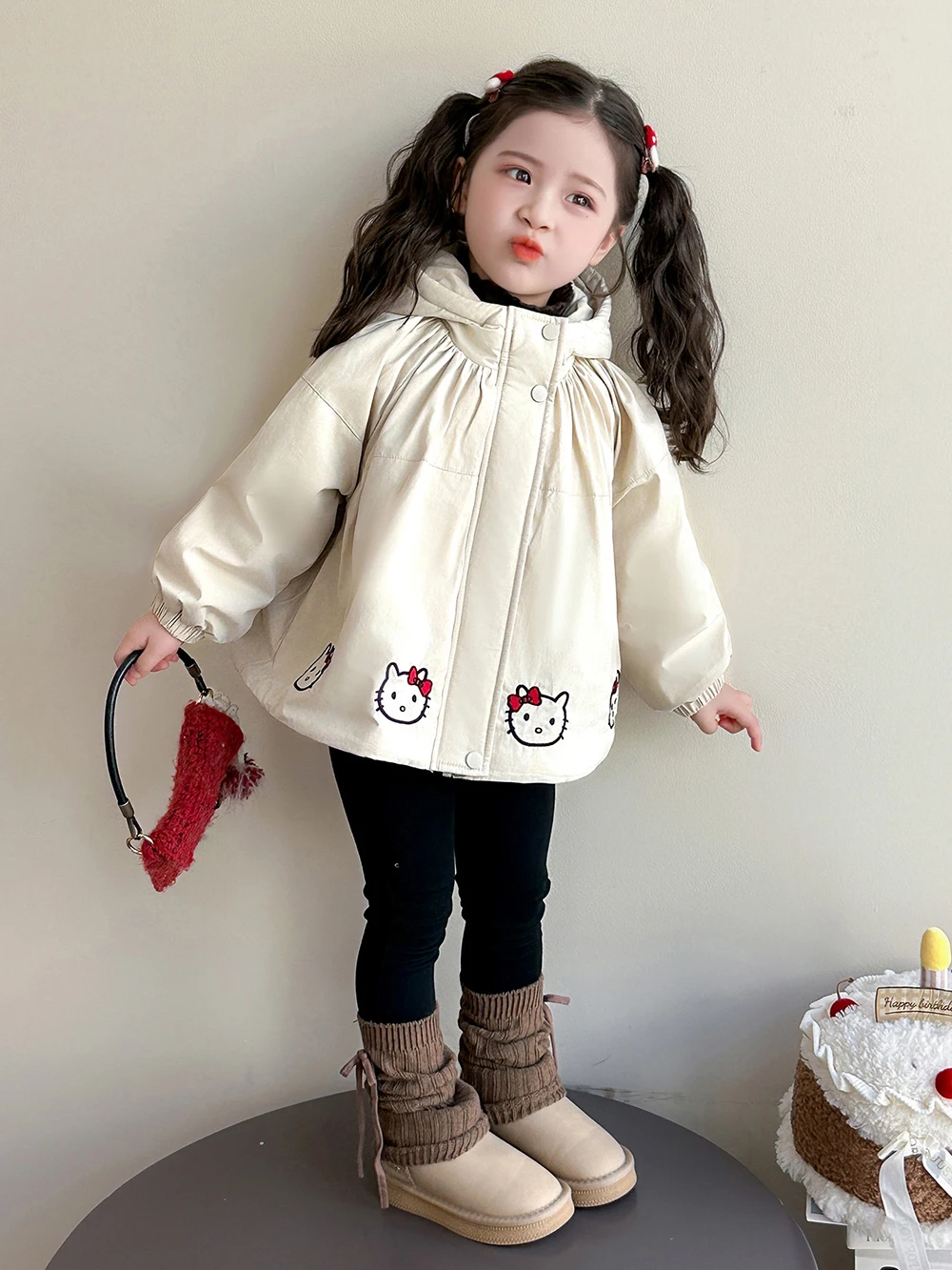 

Детская хлопковая куртка на молнии, новинка зимы 2025, милое стеганое пальто с капюшоном для девочек, утепленная теплая детская верхняя одежда с длинными рукавами