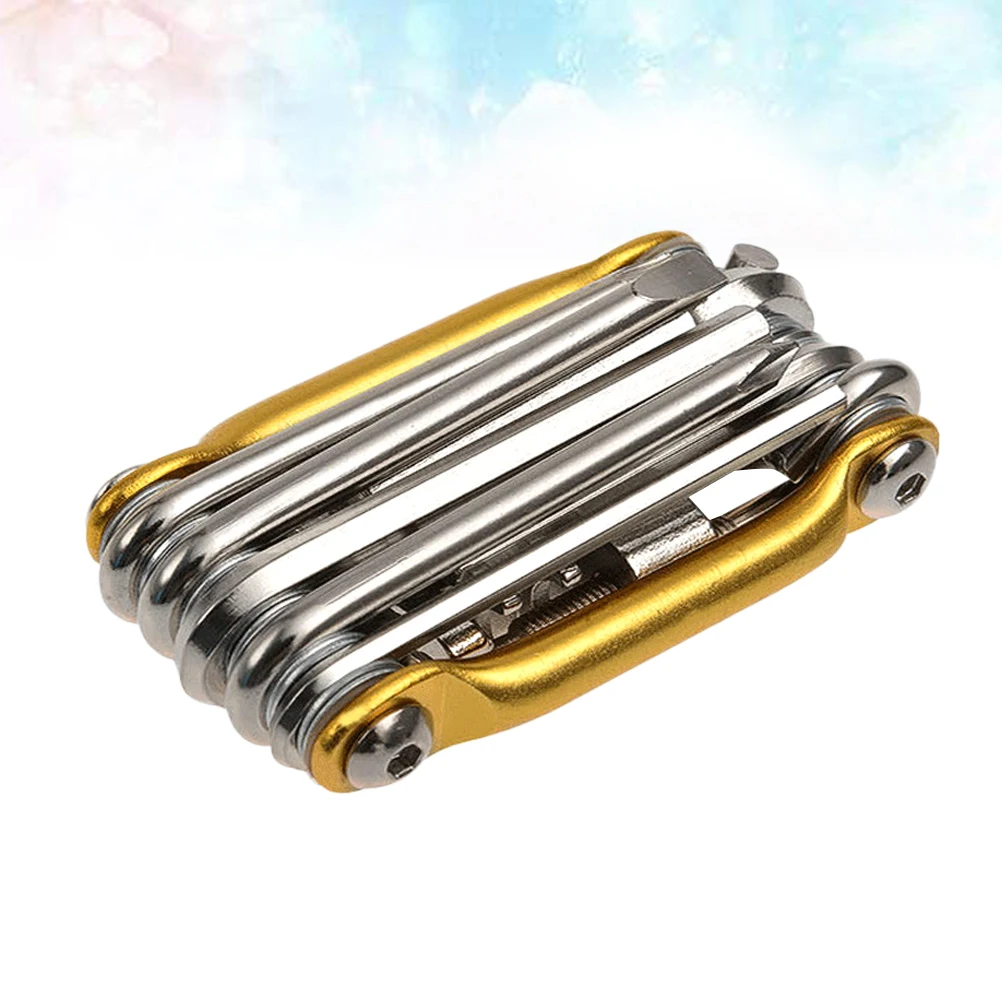 

Road Repair Repair Tool Set For Bike Tool Kit 11 In 1 Bicycle Multi Tools Set For Mountain Bike Cycling Durable Golden
