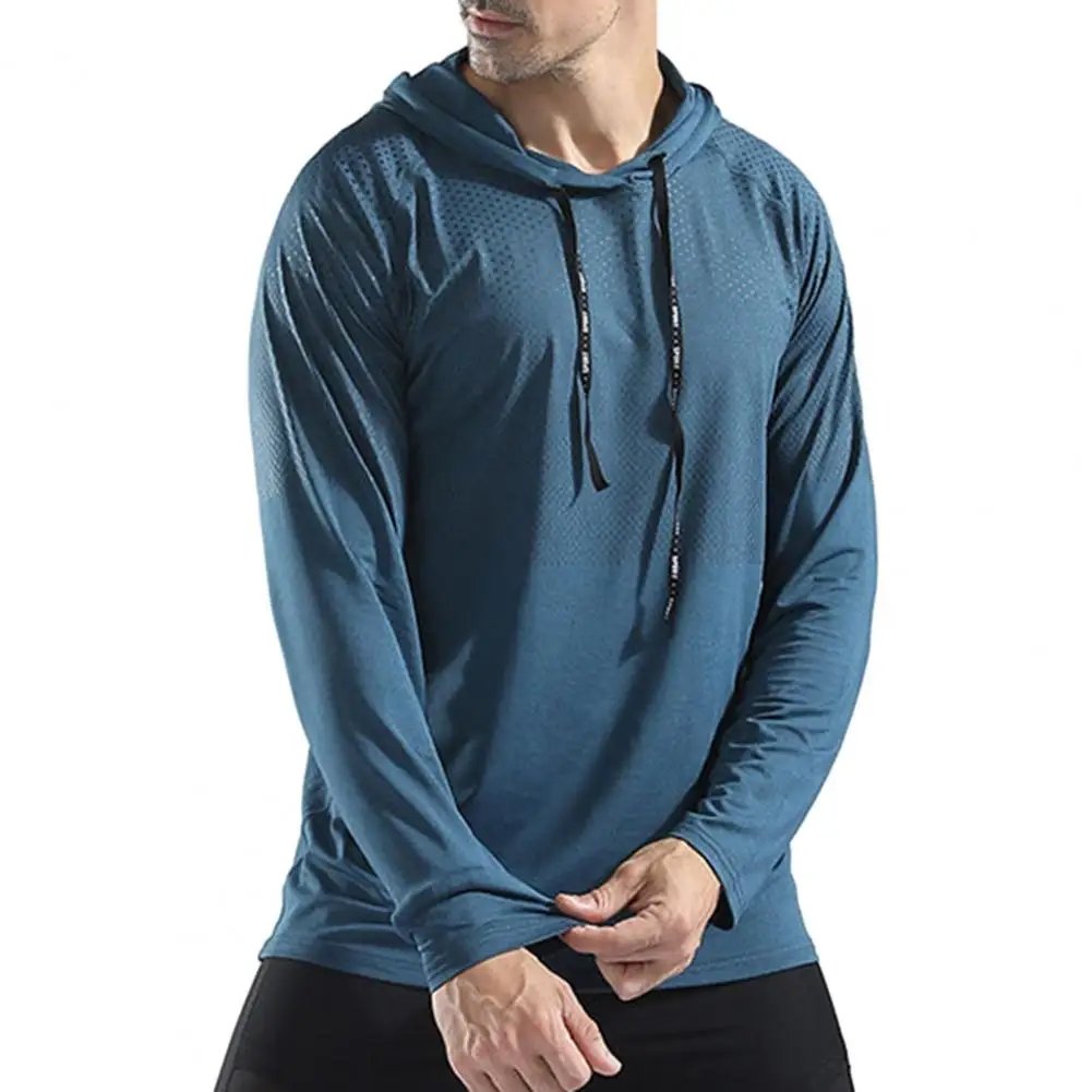 

Winter Men Hoodies Sport Top Hooded Drawstring Long Sleeve Hoodie Gym Joggers Breathable Holes Muscle Training Sweatshirt