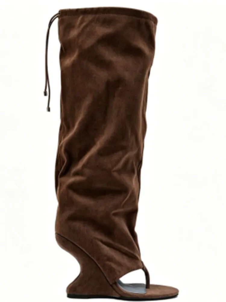 Spring and Summer Irregular Slope Heel Clip Toe Long Leg Women's Boots Fashion Runway Boots Women's High-heeled Cool Boots image 4