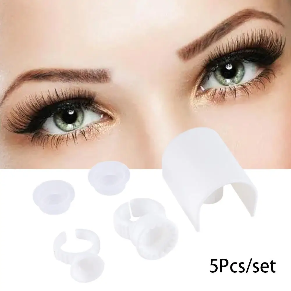 5pcs Eyelash Extension Glue Ring Adhesive Eyelash Pallet Holder Tool Makeup Kit