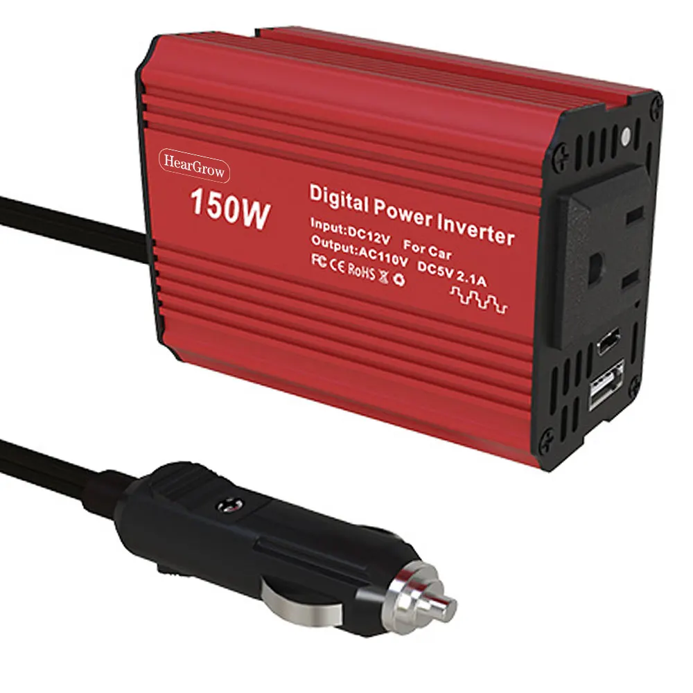 

Inverter 12v 110v 220v 150w USB Type C Super Fast Charging Modified Sine Wave Converter