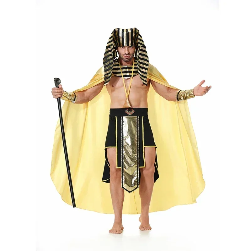 Traje de juego de rol para Halloween, disfraz masculino de faraón egipcio para adultos