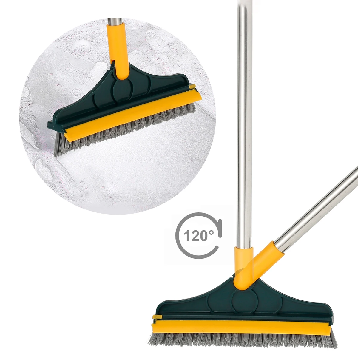 2 In 1 Floor Scrub Cleaning Brush Bathroom Tile Glass Squeegee Ground Seam Wall Toilet Long Handle Kitchen Cleaning Brush