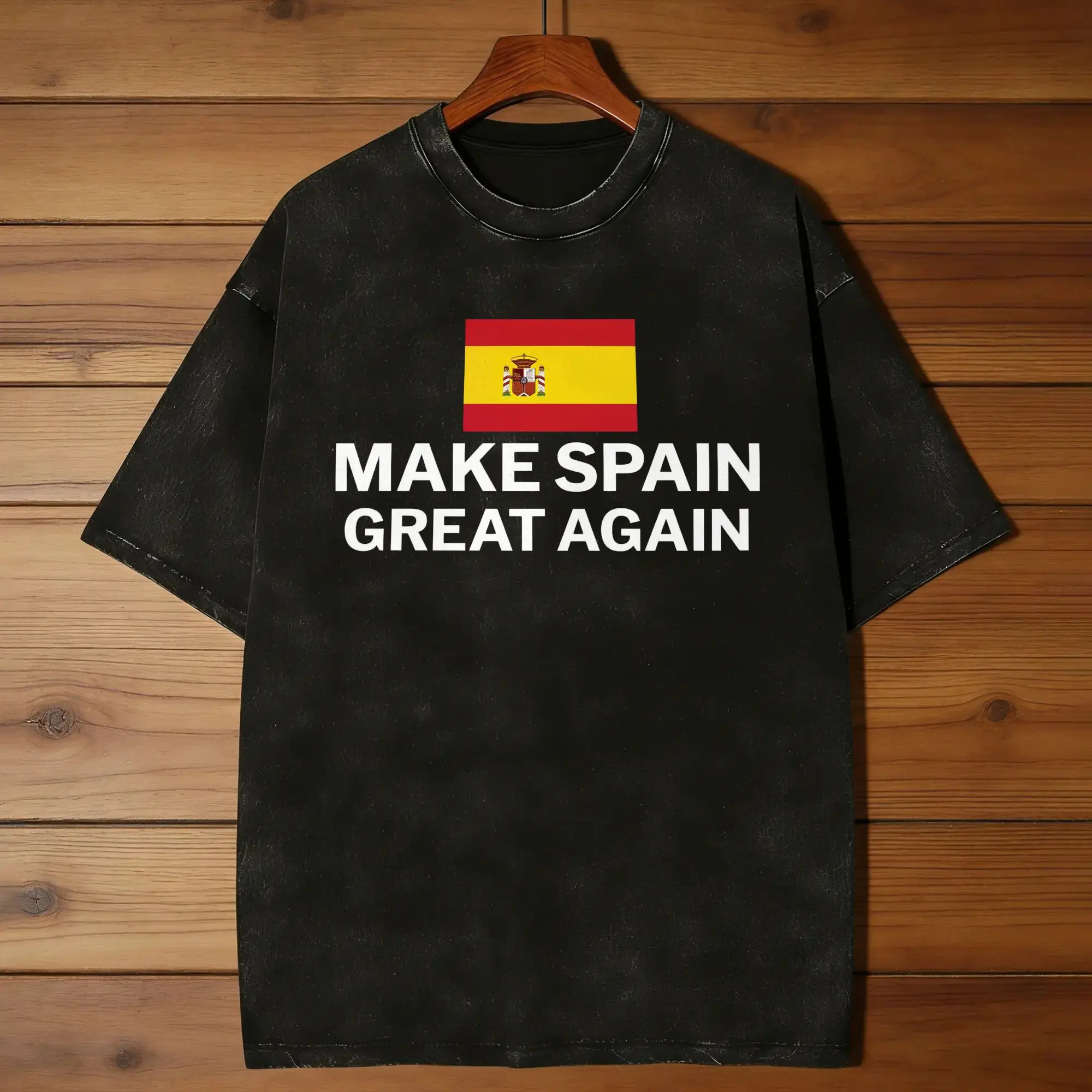 Funny Espana Make Spain Great Again T-Shirt Men Crew Neck 100% Cotton Washed T Shirts  Short Sleeve Tee Shirt Plus Size Clothing