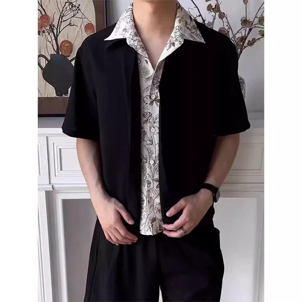 

Летняя мужская рубашка большого размера (до 300 фунтов) в американском ретро-стиле с цветочным воротником, коротким рукавом, модным дизайном, черная, повседневная, из полиэстера...